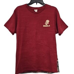 Godzilla Ukiyoe Japanese Red Graphic T Shirt Size Large Unisex